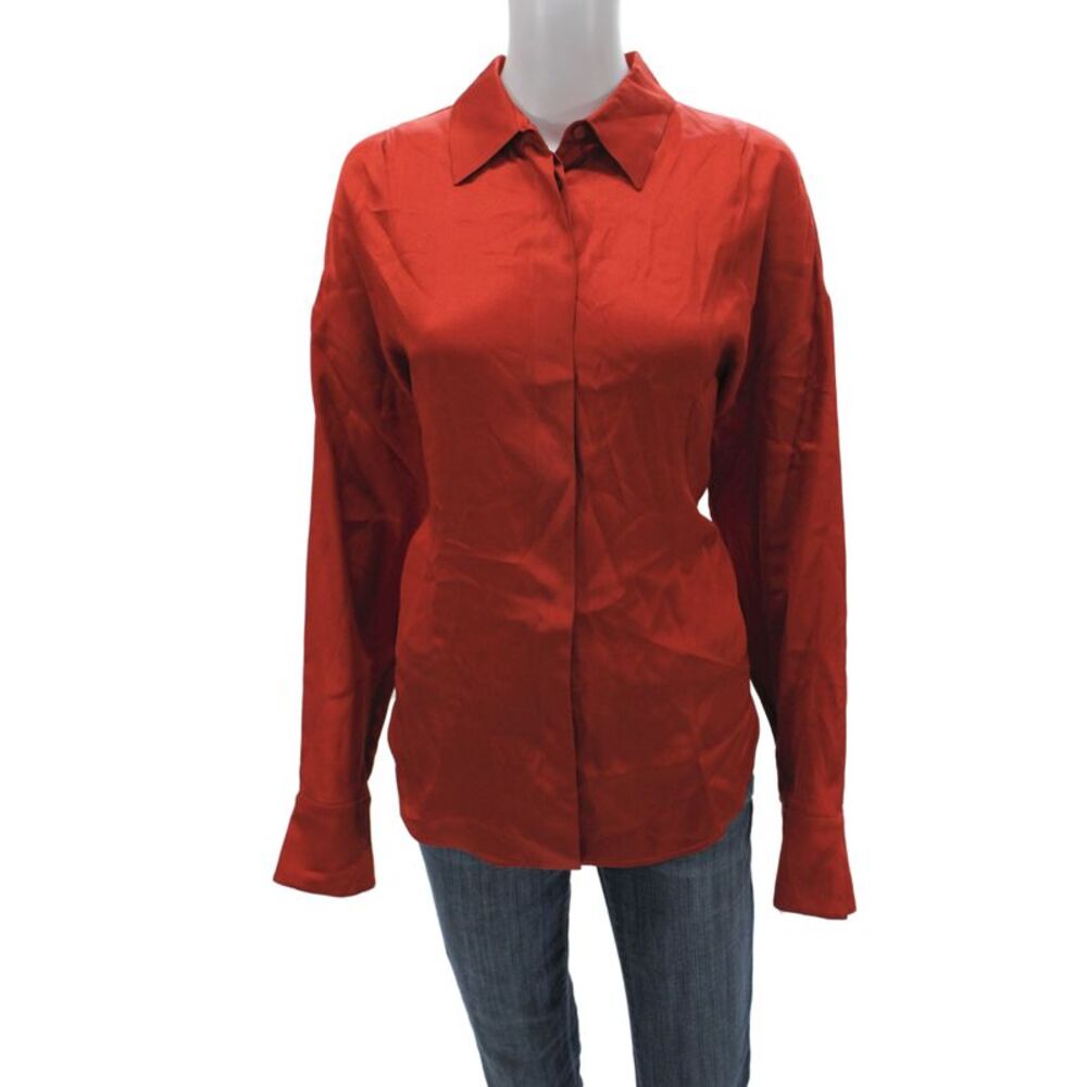 Lorena Antoniazzi Women Red Collared Long Sleeve Basic Blouse Size 42
